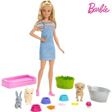Barbie ve Hayvanları Banyo Eğlencesinde Oyun Seti FXH11