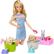 Barbie ve Hayvanları Banyo Eğlencesinde Oyun Seti FXH11