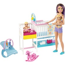Barbie Bebek Bakıcısı Skipper Uyku Eğitiminde Oyun Seti, Bebekler, Mobilyalar ve 10'Dan Fazla Parçadan Oluşur Gfl38