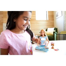 Barbie Wellness - Barbie Nefes Egzersizi Bebeği, Sarışın Bebek, 5 Işıklı ve Rehberli Meditasyon Egzersizi, Köpek Dahil GNK01
