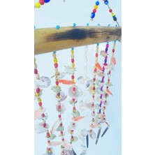 Kefelim Deniz Kabuğu Sarkıtlı Doğal Ağaç Askılı El Yapımı Rüzgar Çanı 30x50 cm - RZG24
