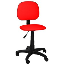 Remaks Ofis Sandalyesi Sekreter Koltuğu Bilgisayar Koltuğu Kolsuz Çalışma Taburesi Kırmızı