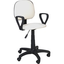 Remaks Ofis Sandalyesi Sekreter Koltuğu Bilgisayar Koltuğu Kollu Çalışma Taburesi Beyaz