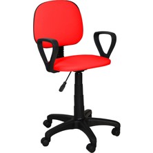 Remaks Ofis Sandalyesi Sekreter Koltuğu Bilgisayar Koltuğu Kollu Çalışma Taburesi Kırmızı