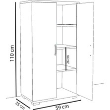 Remaks 110 cm 2 Kapaklı Çok Amaçlı Mutfak Dolabı - Beyaz