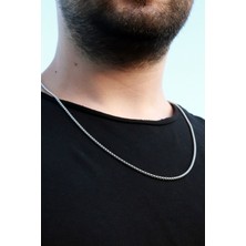 X-lady Accessories Erkek Gri Örme Model Çelik Zincir Kolye