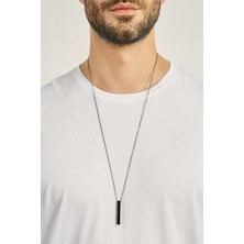 X-lady Accessories Erkek Siyah Kaplama Cubuk Kolye