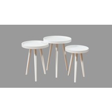 Kelebek 4317- 3'lü Yuvarlak Zigon Sehpa Beyaz