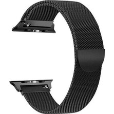 Arabulalaca Apple Watch Uyumlu Se Milano Loop Çelik Kordon 44 mm Kayış Siyah