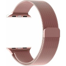 Arabulalaca Apple Watch Uyumlu Milano Loop Çelik Kordon 42 mm Kayış Seri 1-2-3 Rose Gold