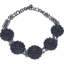 Midyat Nurtaş Gümüş Bereket Model Oksitli Telkari Kadın Gümüş Bileklik