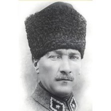 Asilmeydan Kalpaklı Gazi Mustafa Kemal Atatürk Siyah Beyaz Portre Poster Bayrak 100 x 150 cm