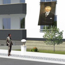 Asilmeydan Kalpaklı Mustafa Kemal Atatürk Poster Cephe Bayrağı 150 x 225 cm