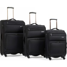 MÇS  Lüx Kumaş 3'lü Valiz Set Siyah - V117