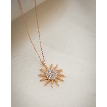 Papatya Silver Rose Kaplama Zirkon Taşlı Gümüş Güneş Kolye