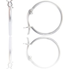 Papatya Silver Halka Küpe 925 Ayar Gümüş