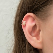 Papatya Silver Gümüş Baykuş Kıkırdak Küpe Rose