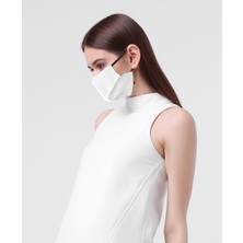 Monopro Vegan Cupro Telli ve Klipsli Antik Beyaz Renkli Antibakteriyal Yıkanabilir Maske