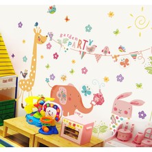 Crystal Kids Renkli Party Hayvanları Çocuk Odası Dekorasyonu Duvar Sticker Duvar Süsü