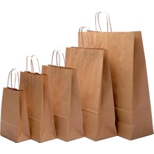 Kraft Çanta Çanta Kağıt Poşet Çanta 20 x 10 x 22 cm 25'li
