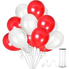 Benim Marifetlerim Metalik Kırmızı Beyaz Balon 12 Inch 50 Adet