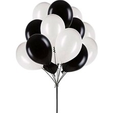 Benim Marifetlerim Metalik Siyah Beyaz Balon 12 Inch 25 Adet