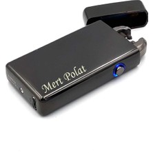 Silvio Monetti Kişiye İsme Özel Bobinli Plazma Ark Çakmak USB Şarjlı Siyah
