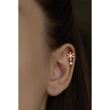 By Barun Kar Tanesi Model Tekli Kıkırdak Küpe Rose