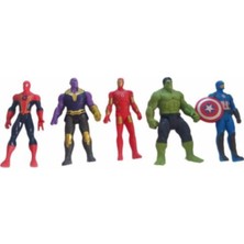 Smart Toys Avengers 5'li Karakterler Spiderman + Thanos + Ironman, + Hulk + Kaptan America Işıksız 12 cm