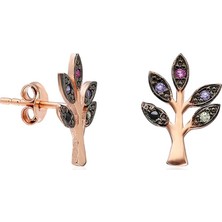 Nereze 925 Ayar Minik Ağaç Kadın Gümüş Küpe