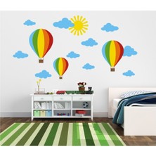 Kt Decoration Renkli Uçan Balonlar Bulutlar Güneş Çocuk Odası Duvar Sticker