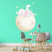 Kt Decoration Sevimli Fil Tavşan ve Neon Yıldızlar Çocuk Odası Duvar Sticker