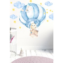 Kt Decoration Uçan Balonlu Sevimli Tavşan Duvar Sticker Seti