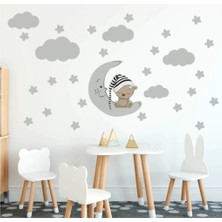 Kt Decoration Uyuyan Ayıcık Yıldızlar ve Bulutlar Çocuk Odası Sticker Set