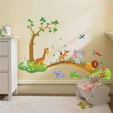 Kt Decoration Çocuk Odası Dekorasyonu Duvar Dekoru Ağaç Köprü ve Hayvanlar