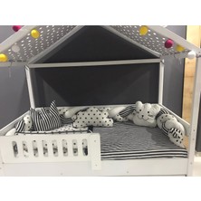 Mini Baby 3'lü Örgülü Siyah-Beyaz Montessori Bebek Çocuk Uyku Seti