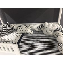 Mini Baby 3'lü Örgülü Siyah-Beyaz Montessori Bebek Çocuk Uyku Seti