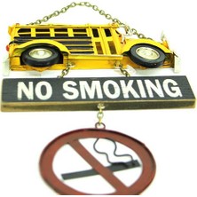 Evim Tatlı Evim Dekoratif Metal Okul Otobüsü Kapı ve Duvar Süsü No Smoking