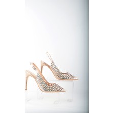 Topukla 4167 Taşlı Abiye Ayakkaabı İnce Topuk 15 Pont