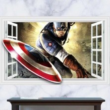 Kt Decoration Captain America Avengers Süper Kahraman Çocuk ve Genç Odası Sticker
