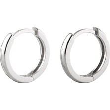 Afrodit Silver Taşsız Beyaz Halka Gümüş Kadın Küpe