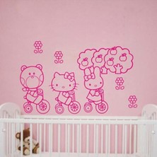 Kt Decoration  Pembe Hello Kitty Çocuk Odası Dekorasyonu Duvar Dekoru Pvc Sticker