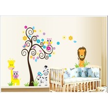 Kt Decoration Çocuk Odası Ağaç Aslan Zebra ve Kuşlar Duvar Sticker