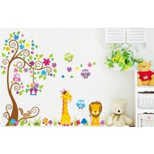 Kt Decoration Çocuk Odası Dekorasyonu Xl Dev Boyutlu Renkli Orman Hayvanları Kendinden Yapışkanlı Pvc Duvar Sticker