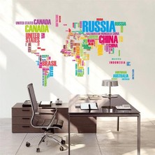 Kt Decoration Dünya Haritası Atlas Renkli Ülke Isimlerinden Oluşan Pvc Duvar Sticker Ev Dekorasyonu