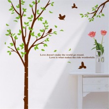 Kt Decoration Duvar Sticker Ev Dekorasyonu Ağaç ve Kuşlar Kendinden Yapışkanlı Pvc Duvar Dekoru Hediyelik Görsel