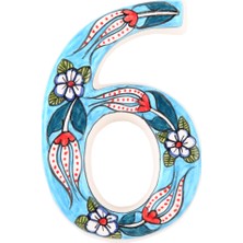 HOUSE2HOME El Yapımı Seramik Kapı Numarası Turkuaz 6