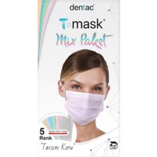 Dentac T-Mask 3 Katlı Telli 5 Renk Cerrahi Yüz Maskesi 10'lu Kutu x 10 Adet ( 100 Adet Maske)