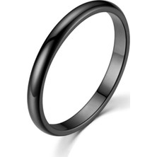 Chavin 2 mm Söz Nişan Siyah İp Kaplama Unisex Çelik Yüzük EH23SY