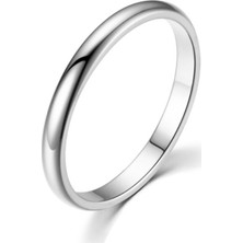 Chavin 2 mm Söz Nişan Gri Unisex Çelik Yüzük EH23BY